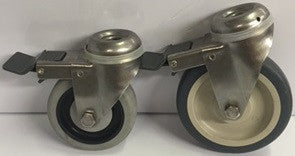 Stainless Steel Hollow Kingpin Caster w/ Gray Thermoplastic Tread