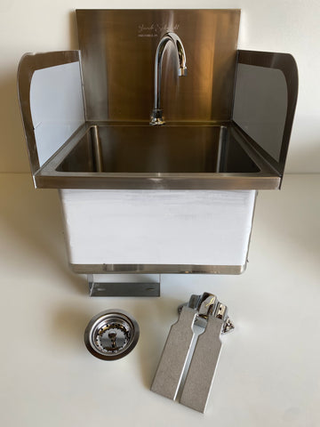 Wall Mounted Hand Sink Assembly W/ Side Splash - Stainless Steel 16X16X10